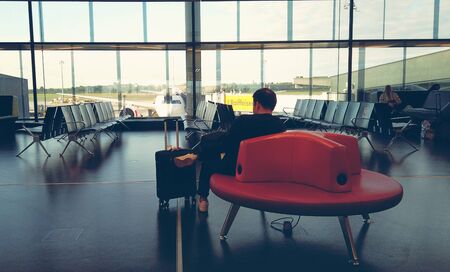 Vienna Schwechat, Austria commuters at the airport departures loungeのeditorial素材