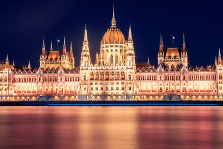 View of hungarian Parliament building, Budapest, Hungaryの写真素材