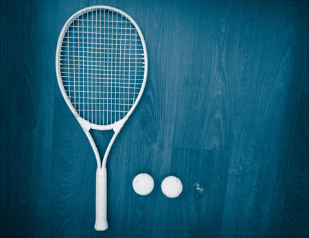 tennis racket and balls top view