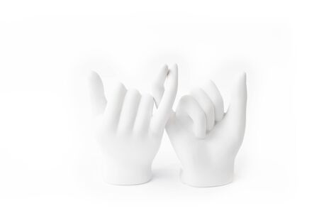 Two hand, keeping safe. isolated on white backgroundの写真素材