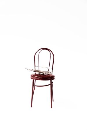 Paper clips set on a white backgroundの写真素材