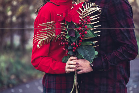 Lovely couple in love a tender embrace enjoy each other in warm sunny light
