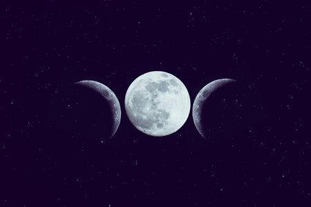 High Priestess tarot arcana crown shape of three moon phases