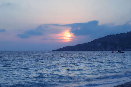 Scenic sunset Albania Ionian seaの写真素材