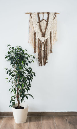 Wall panel boho style made with macrame technique