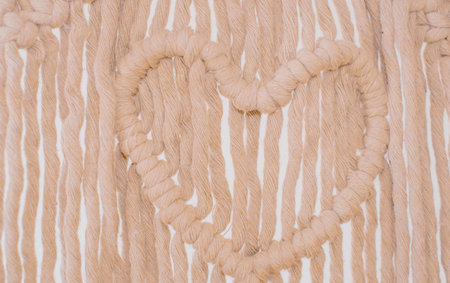 Wall panel boho style made with macrame techniqueの写真素材