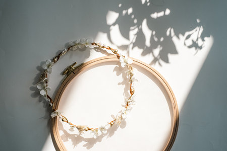 Flat lay layout fashion jewellery floral headband.の写真素材