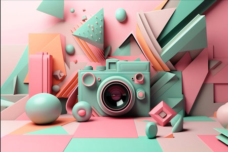 Generative ai. Memphis style background geometric patternの素材