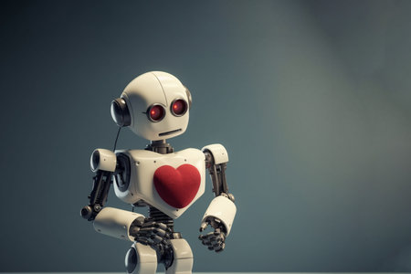 Generative ai robot holding red heartの素材