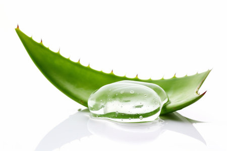 Generative ai aloe vera leaves and slices on white background. High quality illustrationの素材