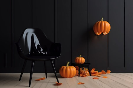 Generative AI interior with creative Halloween decor.の素材