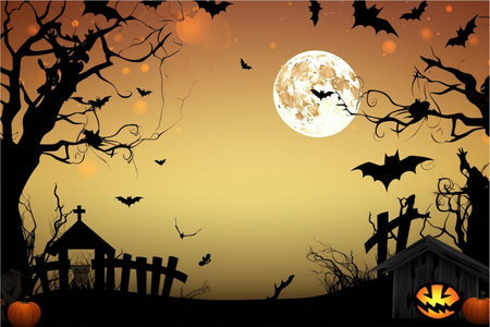 Halloween party border. Generative ai. High quality illustrationの素材