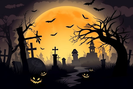 Halloween party border. Generative ai. High quality illustrationの素材