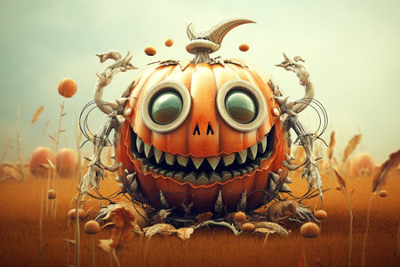 Generative ai. Halloween pumpkin funny. High quality illustrationの素材