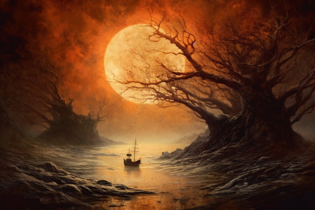 Generative ai. Surreal halloween concept. High quality photoの素材