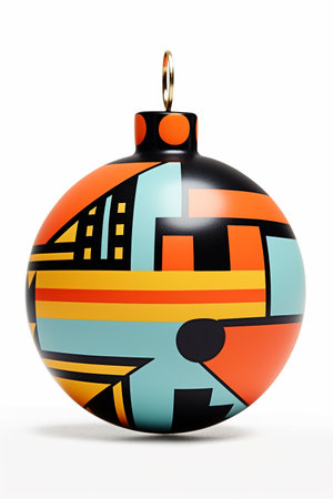 Generative ai. Memphis Christmas background baubles winter festive background.の素材