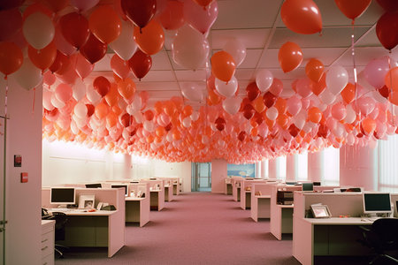 Generative ai. Christmas decorated office.の素材