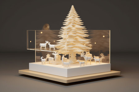 Generative ai. Christmas decorated product display podium.の素材