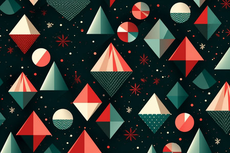 Generative ai. Christmas geometry pattern. High quality illustrationの素材