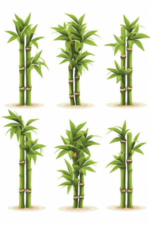 Set of isolated lucky bamboo with straight. generative ai. High quality illustrationの素材