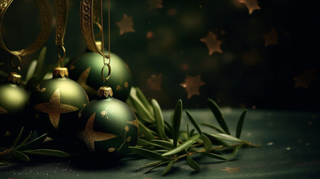 Christmas background with a olive ornament. generative ai. High quality illustrationの素材