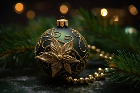 Christmas background with a olive ornament. generative ai. High quality illustrationの素材