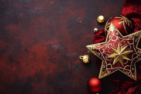 Christmas background with a red ornament. generative ai. High quality illustrationの素材