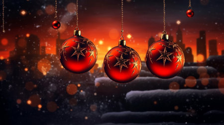 Christmas background with a red ornament. generative ai. High quality illustrationの素材