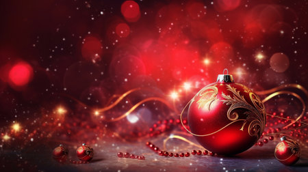 Christmas background with a red ornament. generative ai. High quality illustrationの素材