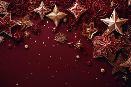 Christmas background with a maroon ornament. generative ai. High quality illustrationの素材