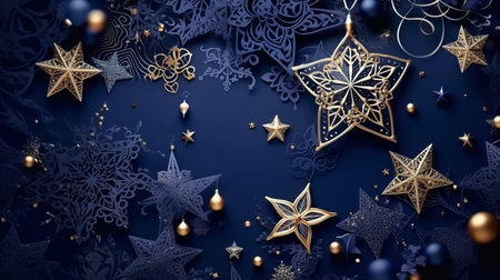 Christmas background with a indigo ornament. generative ai. High quality illustrationの素材