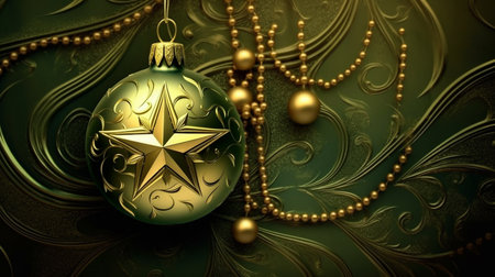 Christmas background with a olive ornament. generative ai. High quality illustrationの素材