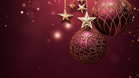 Christmas background with a burgundy ornament. generative ai. High quality illustrationの素材