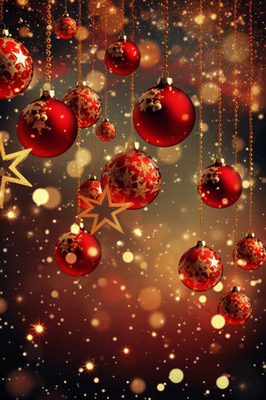 Christmas background with a red ornament. generative ai. High quality illustrationの素材