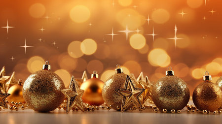 Christmas background with a gold ornament. generative ai. High quality illustrationの素材