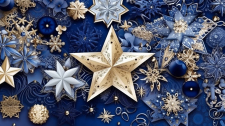 Christmas background with a indigo ornament. generative ai. High quality illustrationの素材