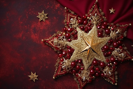 Christmas background with a maroon ornament. generative ai. High quality illustrationの素材