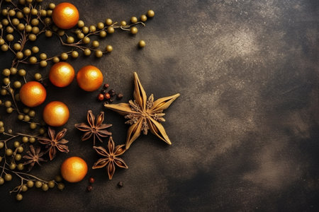 Christmas background with a olive ornament. generative ai. High quality illustrationの素材