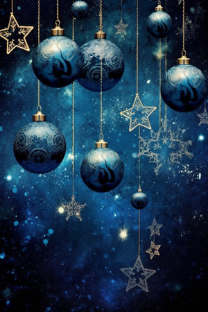 Christmas background with a indigo ornament. generative ai. High quality illustrationの素材