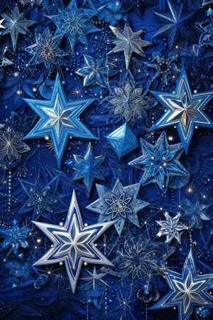 Christmas background with a indigo ornament. generative ai. High quality illustrationの素材