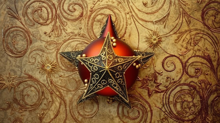 Christmas background with a olive ornament. generative ai. High quality illustrationの素材