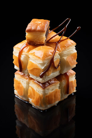 Cube croissant pop art style. Generative ai illustration.の素材