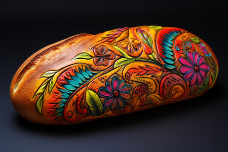 Hand painted bread. Generative ai.の素材
