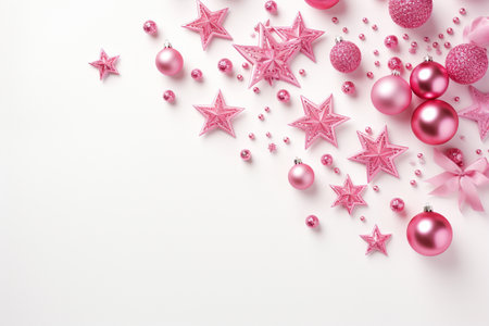 Christmas decor flat lay on white backgroundの素材