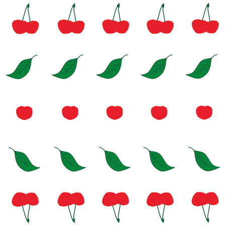 Ripe cherry berries pattern for printingのイラスト素材