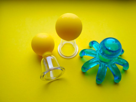 Devices for self-massage, vacuum cans and massager for healthの写真素材