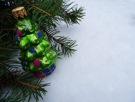 Christmas tree with Christmas decorations, background image, holiday greetingsの写真素材