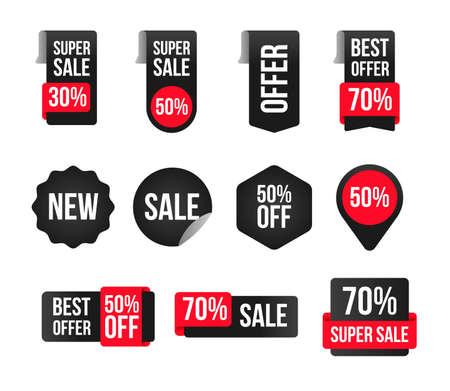 Collection of black sale stickersのイラスト素材
