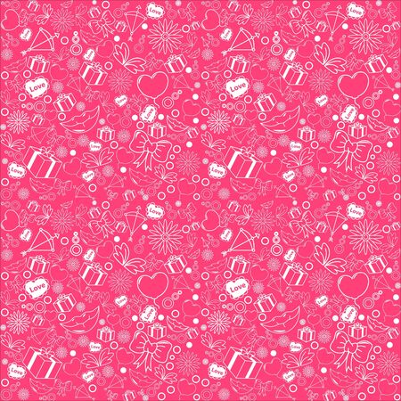 pink valentines background, pattern seamlessのイラスト素材