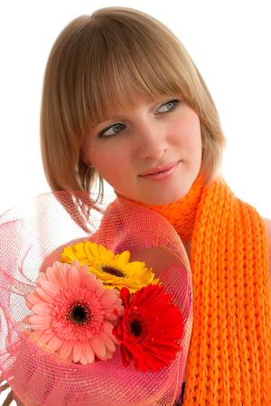 Woman with flowerの写真素材